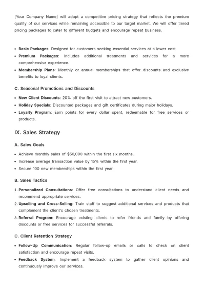 Free Salon & Spa Business Plan Template to Edit Online