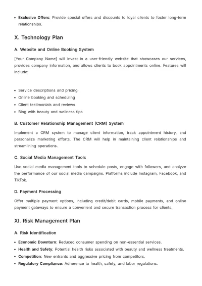 Free Salon & Spa Business Plan Template to Edit Online