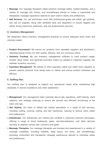 Free Salon & Spa Business Plan Template to Edit Online