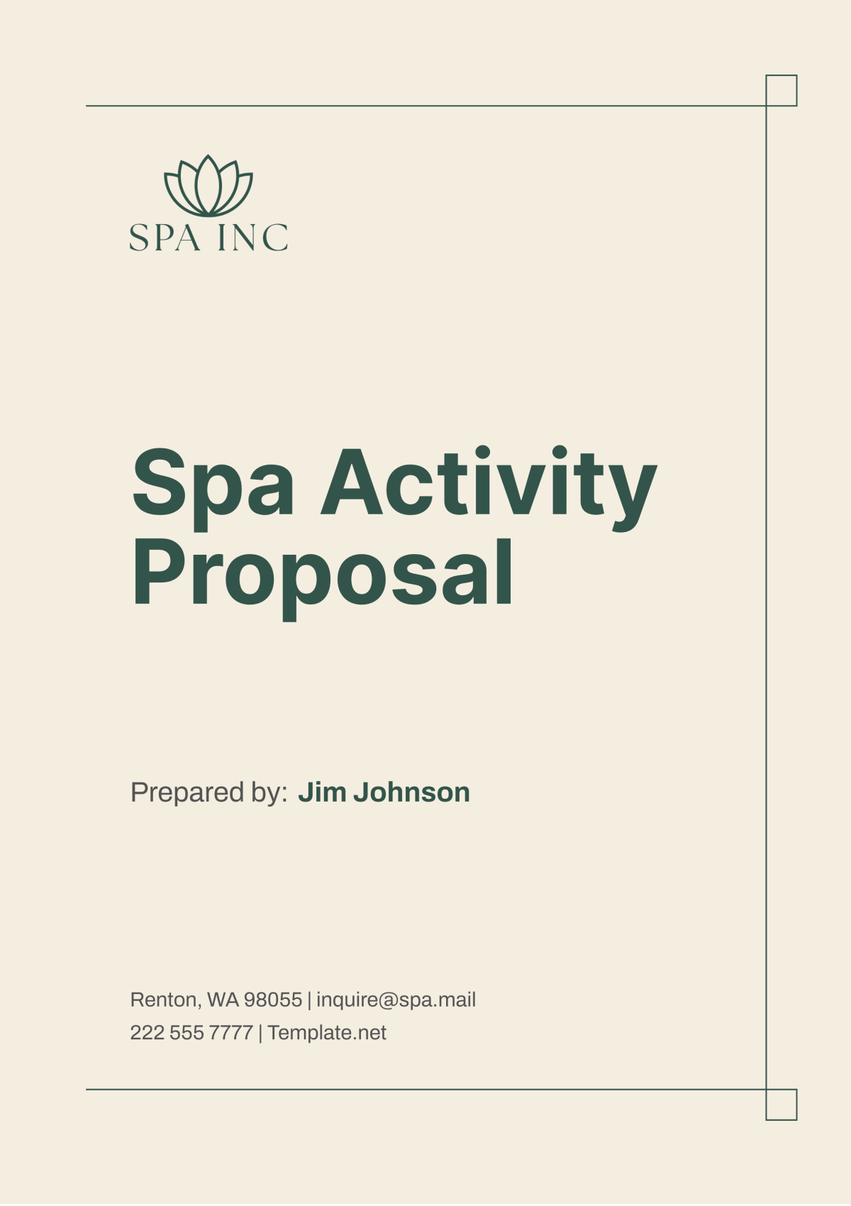 Spa Activity Proposal Template - Edit Online & Download