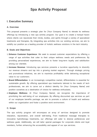Free Spa Activity Proposal Template to Edit Online