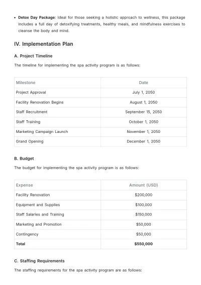 Free Spa Activity Proposal Template to Edit Online