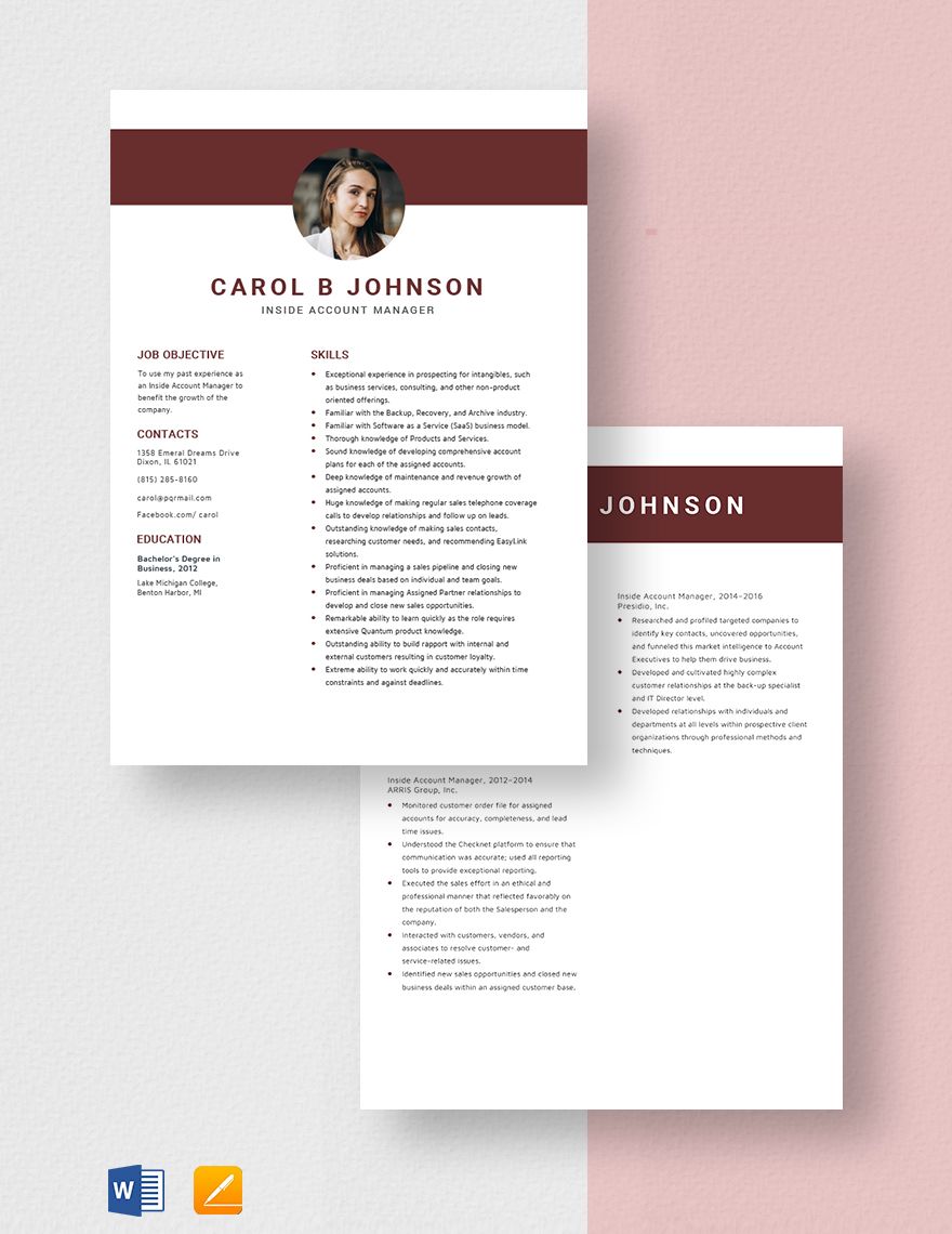 Inside Account Manager Resume