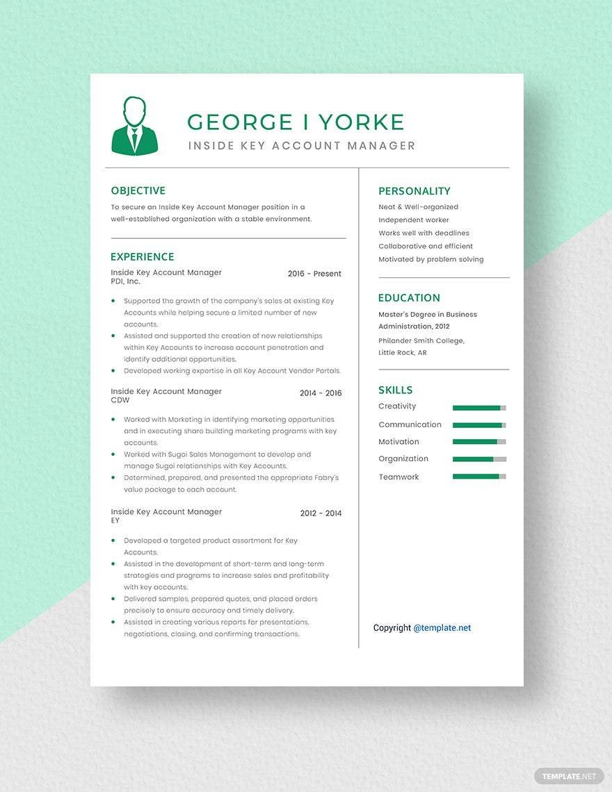 Free Inside Key Account Manager Resume Template