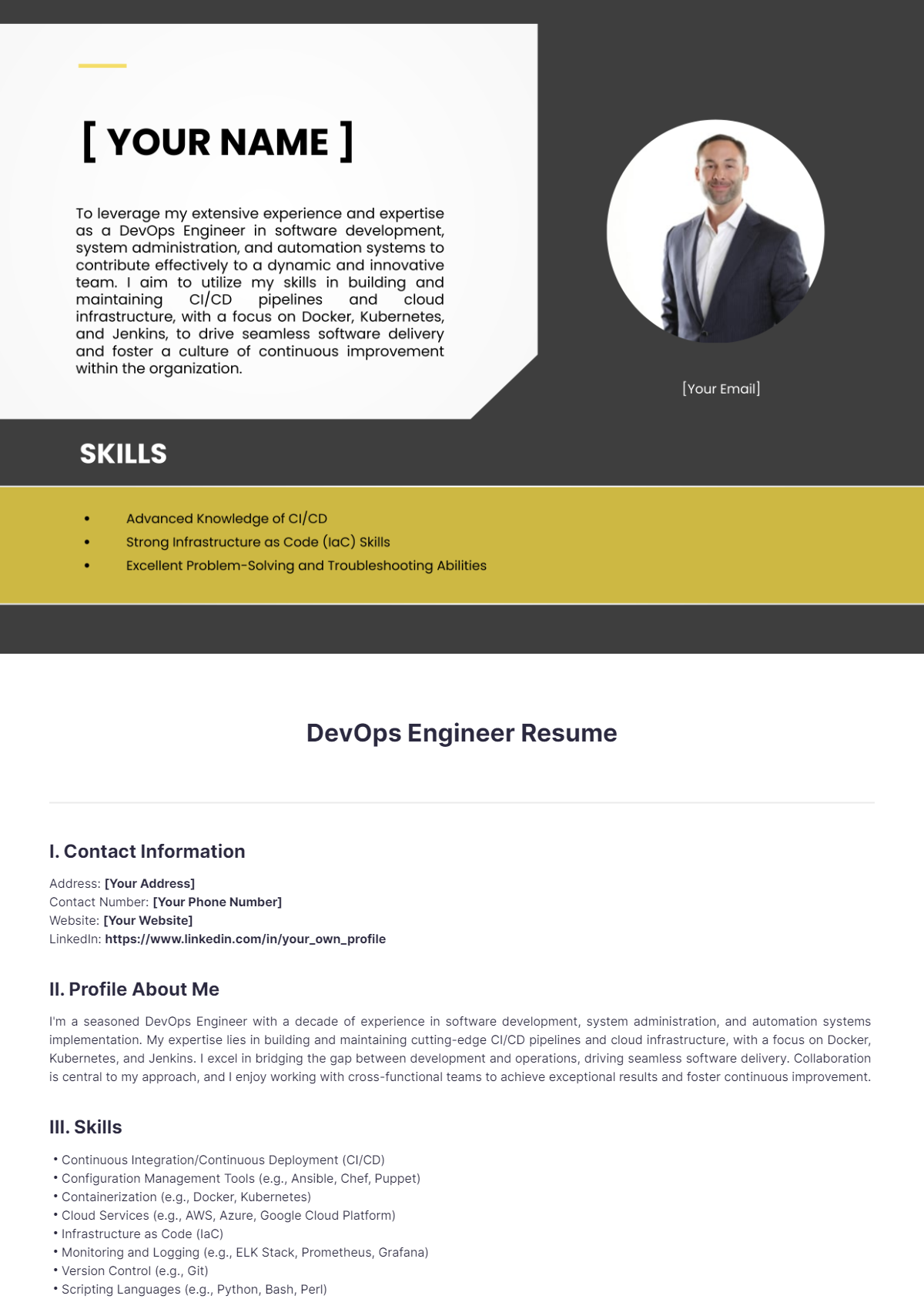 DevOps Engineer Resume - Edit Online & Download