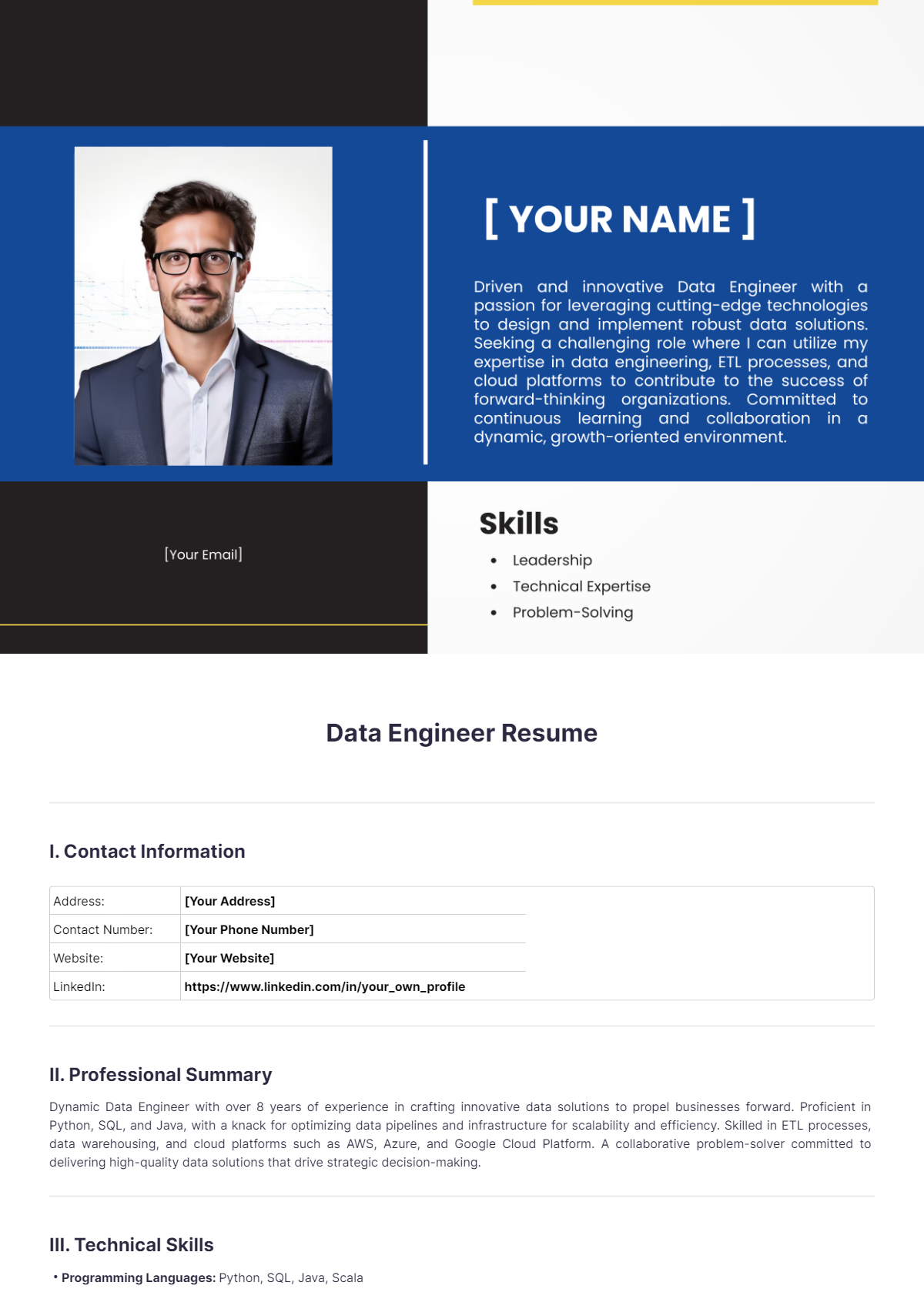 Data Engineer Resume - Edit Online & Download