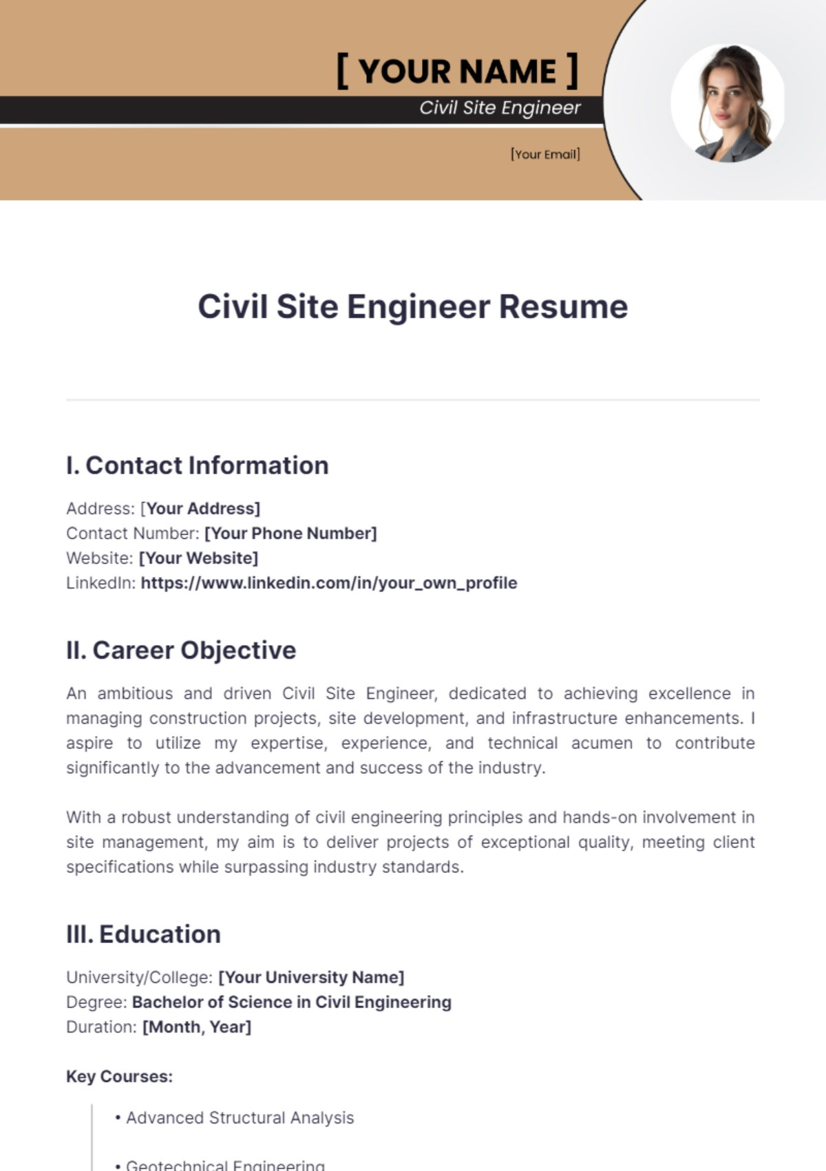 Civil Site Engineer Resume - Edit Online & Download