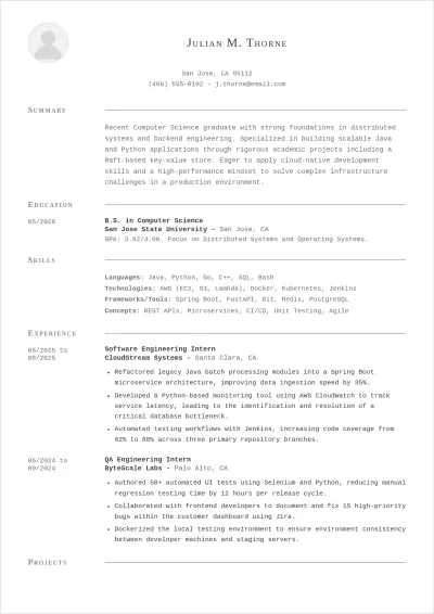 Free 2 Page ATS Resume for freshers Template, AI Resume Builder