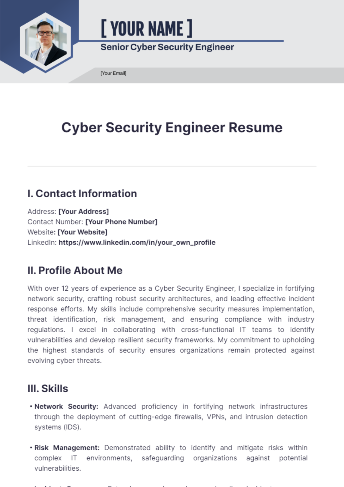 Cyber Security Engineer Resume - Edit Online & Download