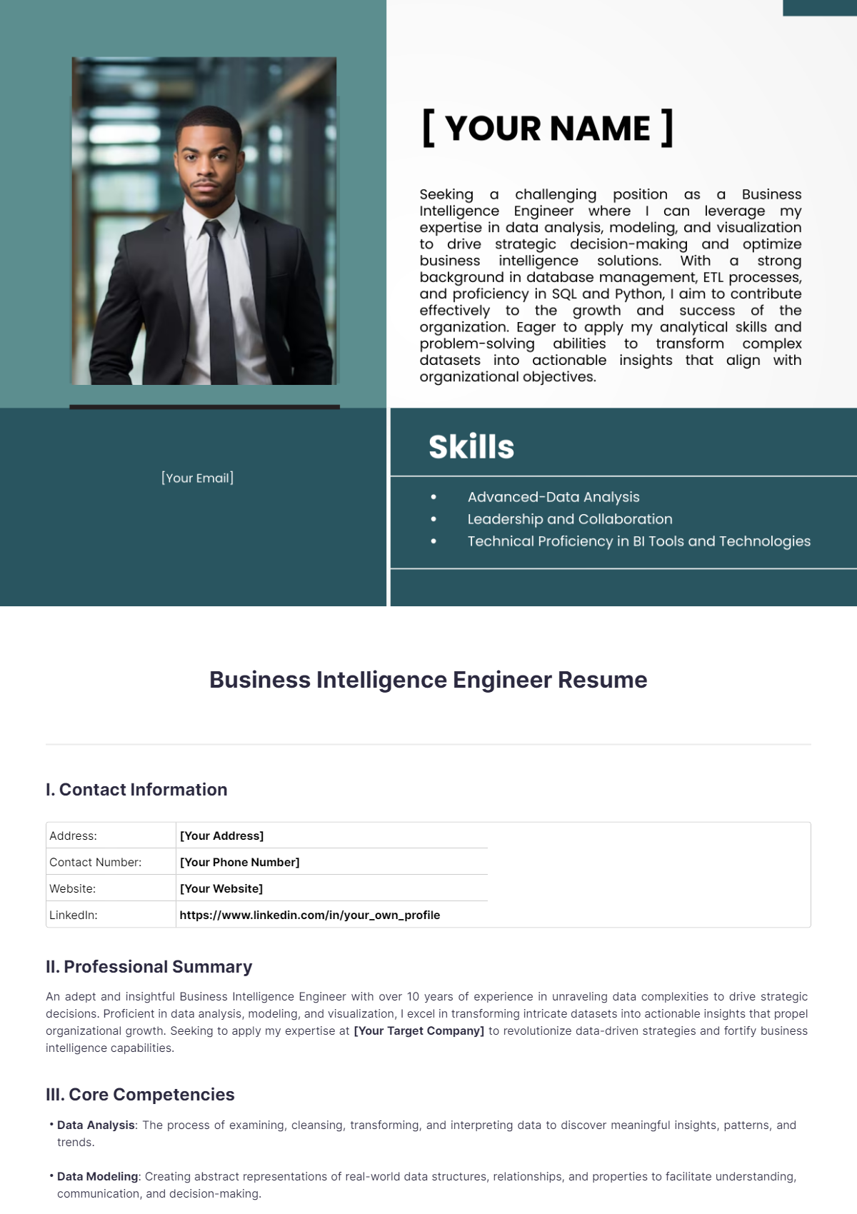 Business Intelligence Engineer Resume - Edit Online & Download