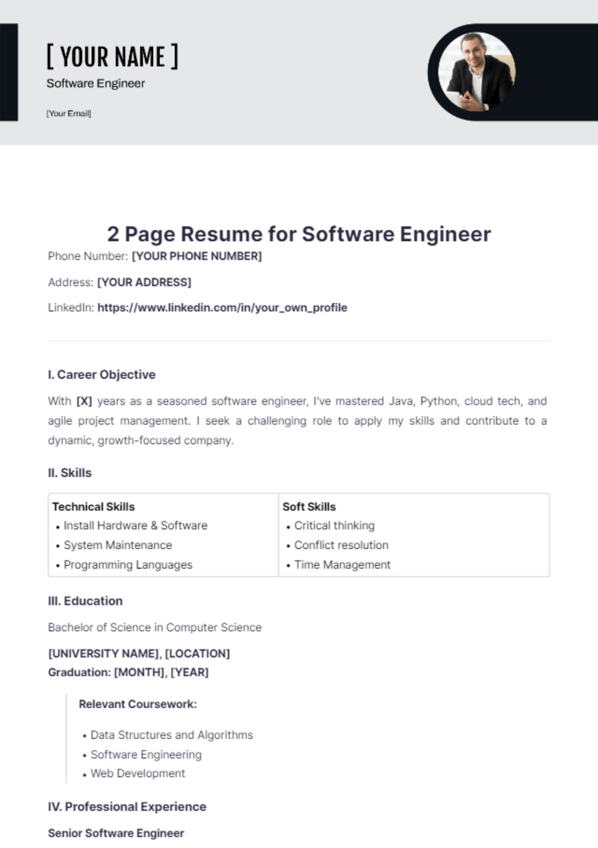 2 Page Resume for Software Engineer - Edit Online & Download