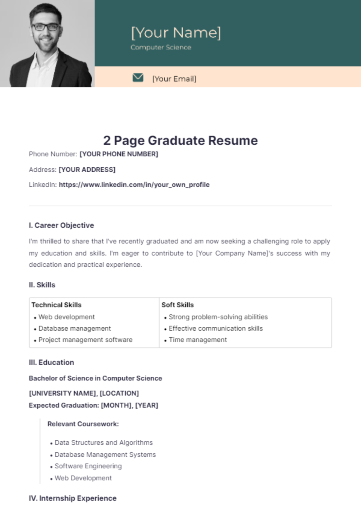 2 Page Graduate Resume - Edit Online & Download