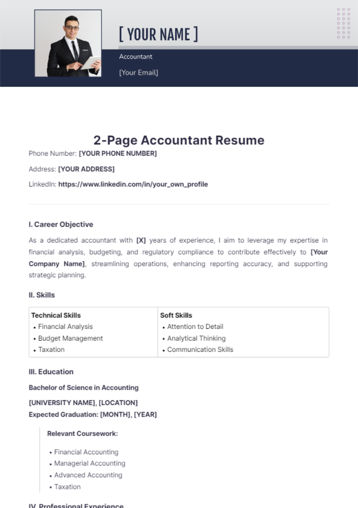 2 Page Accountant Resume - Edit Online & Download