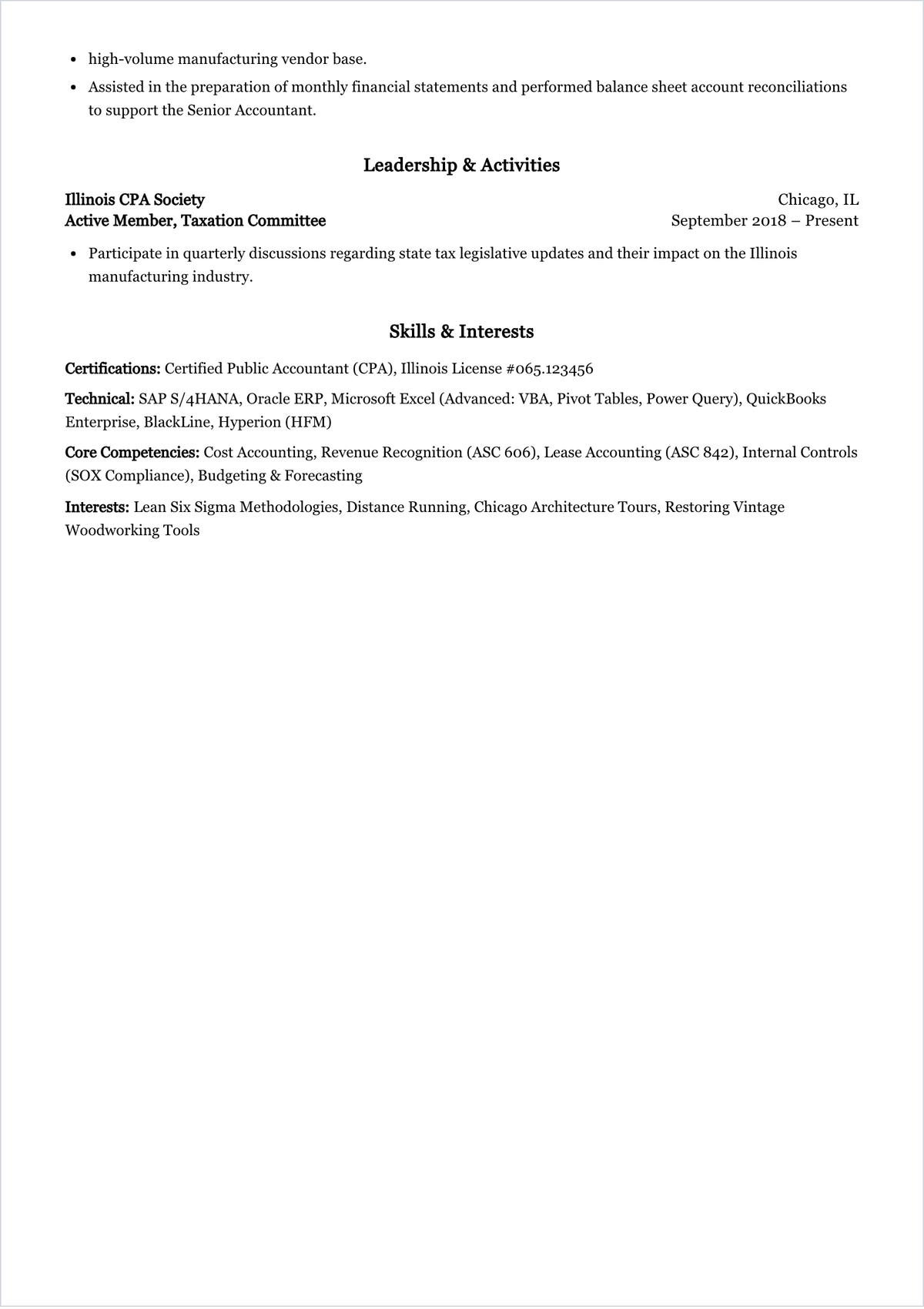 Free 2 Page Accountant ATS Resume Template, AI Resume Builder