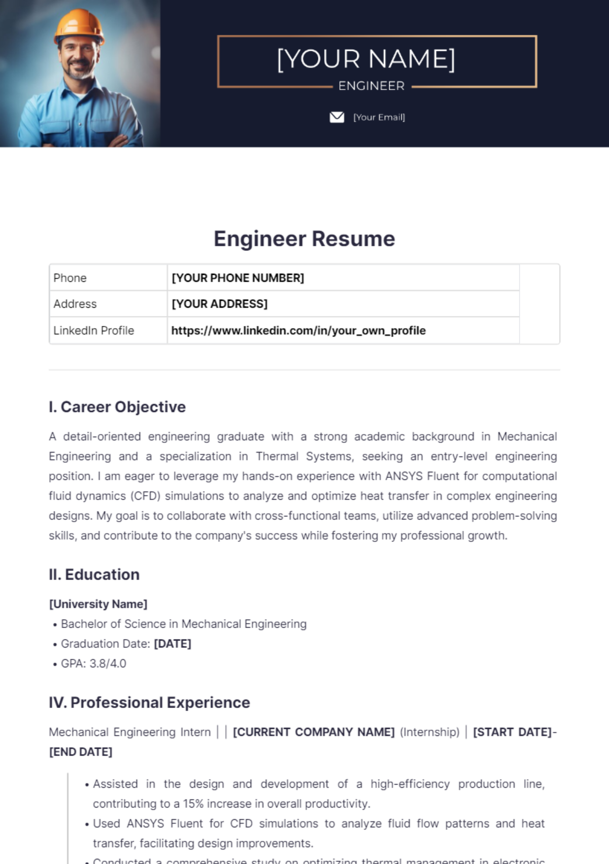 Engineer Resume - Edit Online & Download