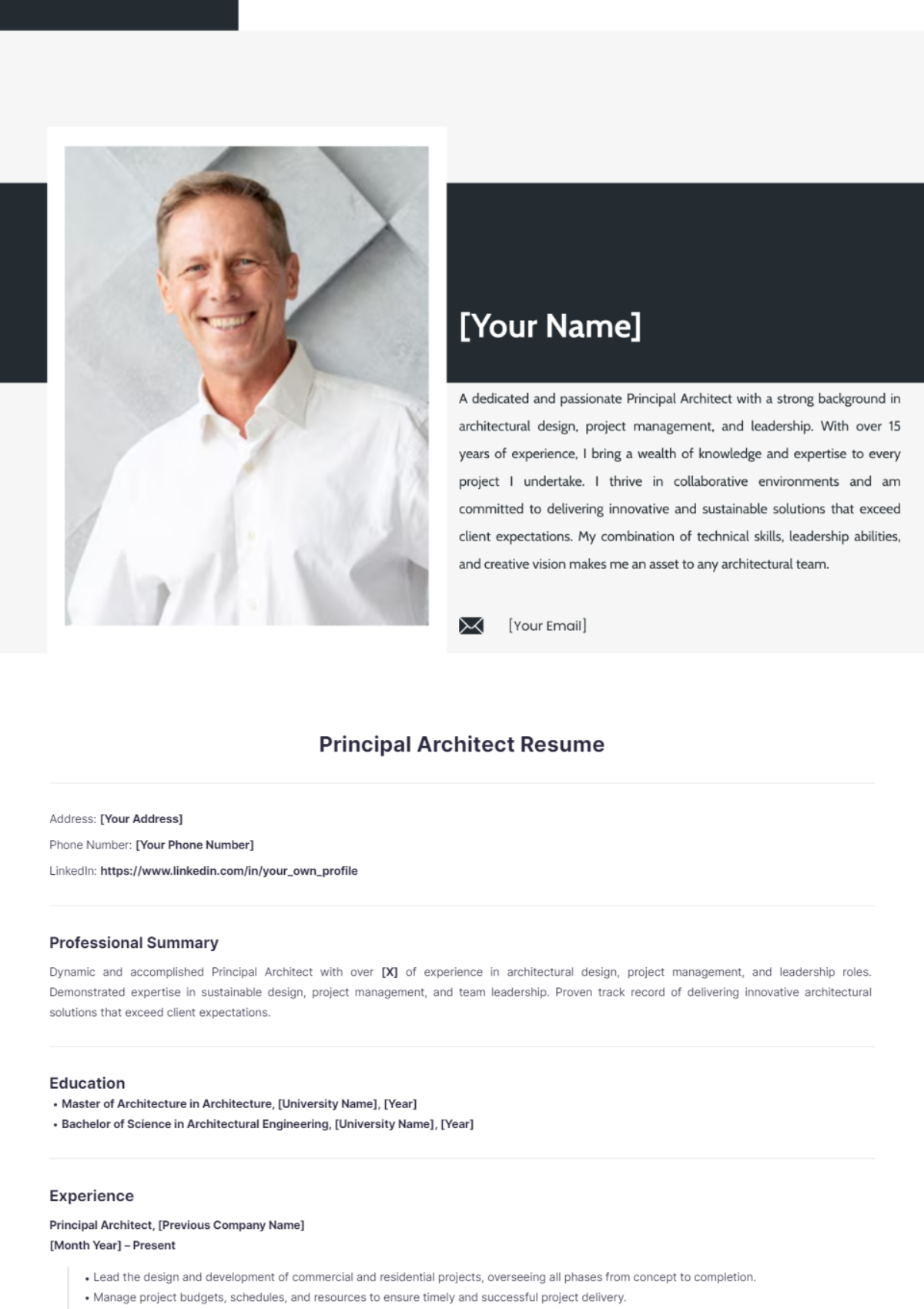 Principal Architect Resume - Edit Online & Download