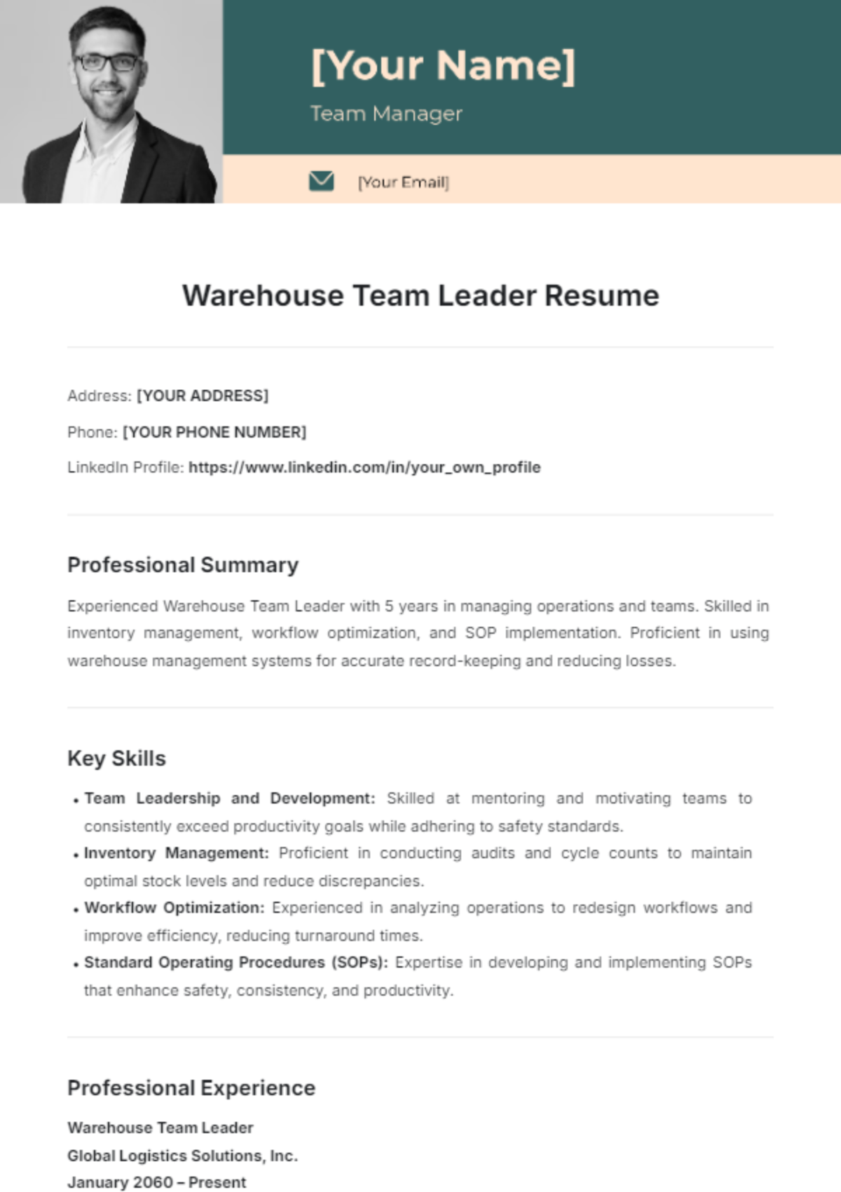 Page 2 FREE Resume Templates amp - Warehouse Team Leader Resume Template Edit Online 