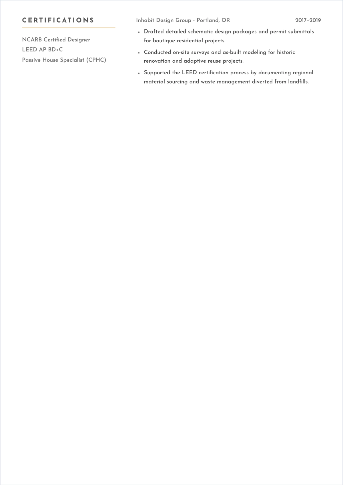 Free Architectural Designer ATS Resume Template, AI Resume Builder