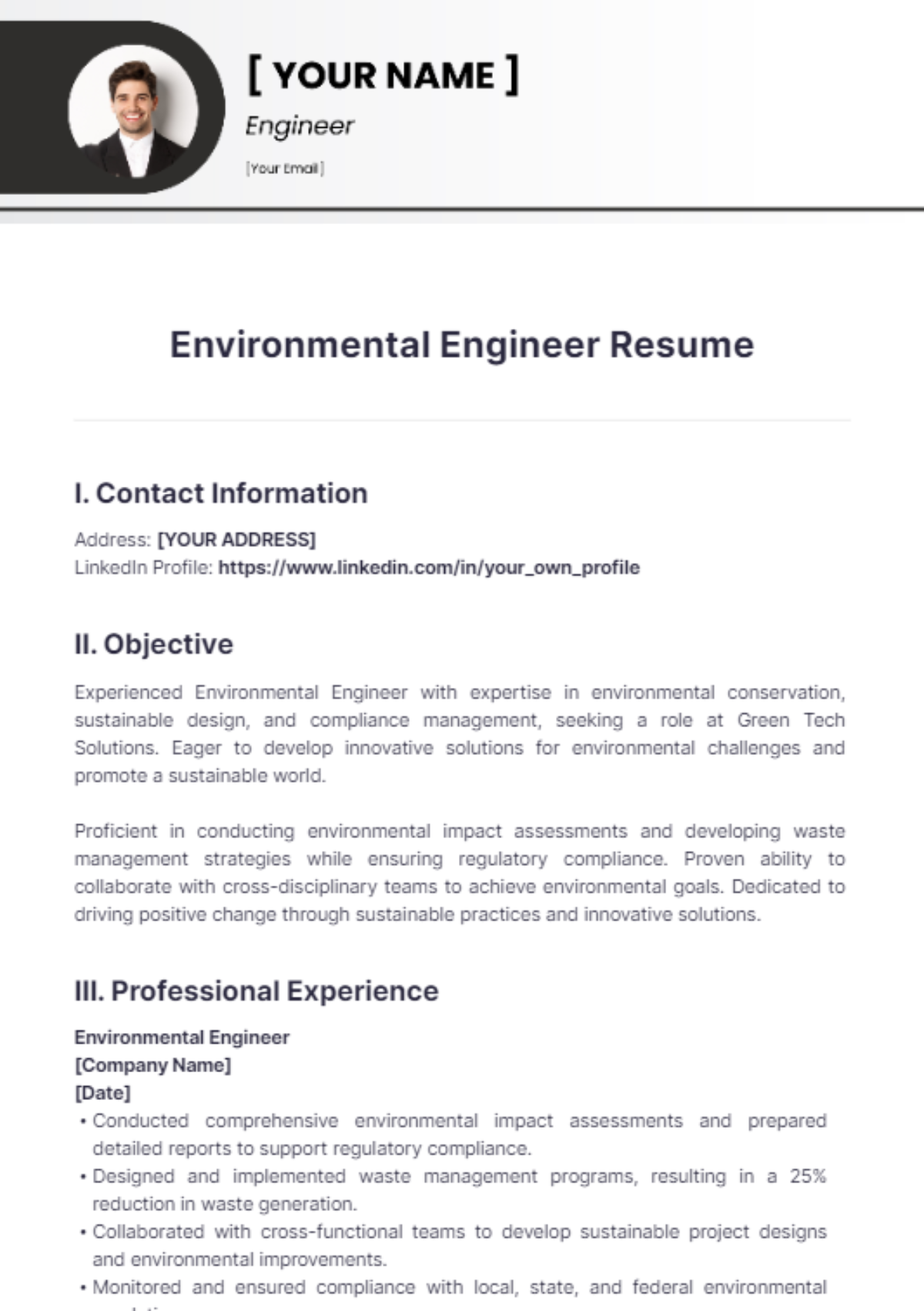 Environmental Engineer Resume - Edit Online & Download