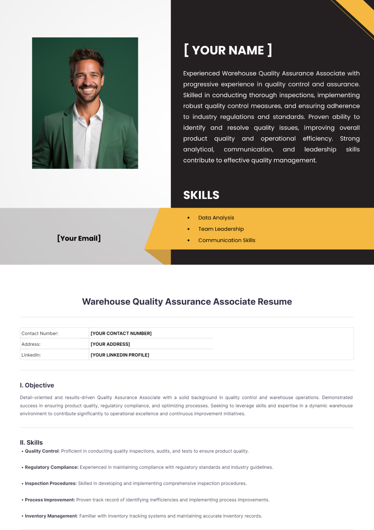 Warehouse Quality Assurance Associate Resume - Edit Online & Download ...