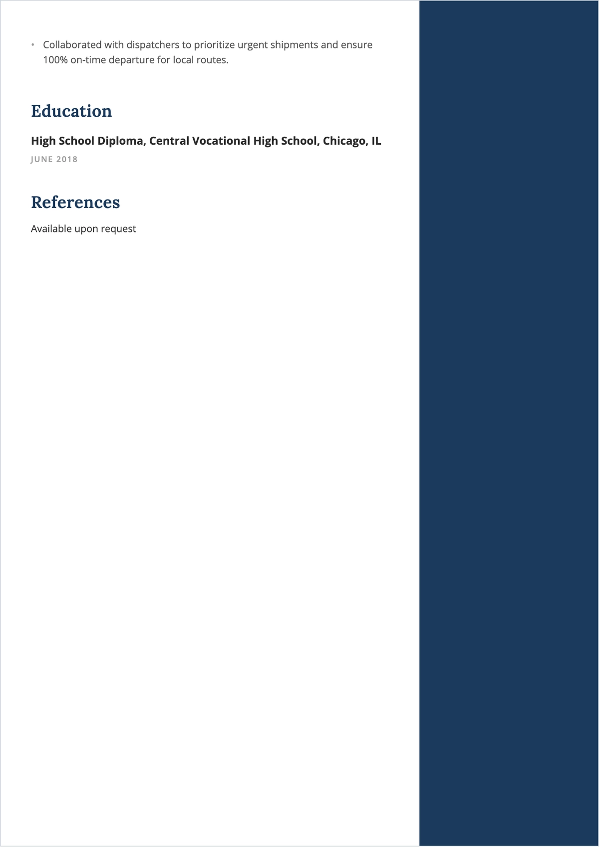 Free Warehouse Loader Quality Control Technician ATS Resume Template
