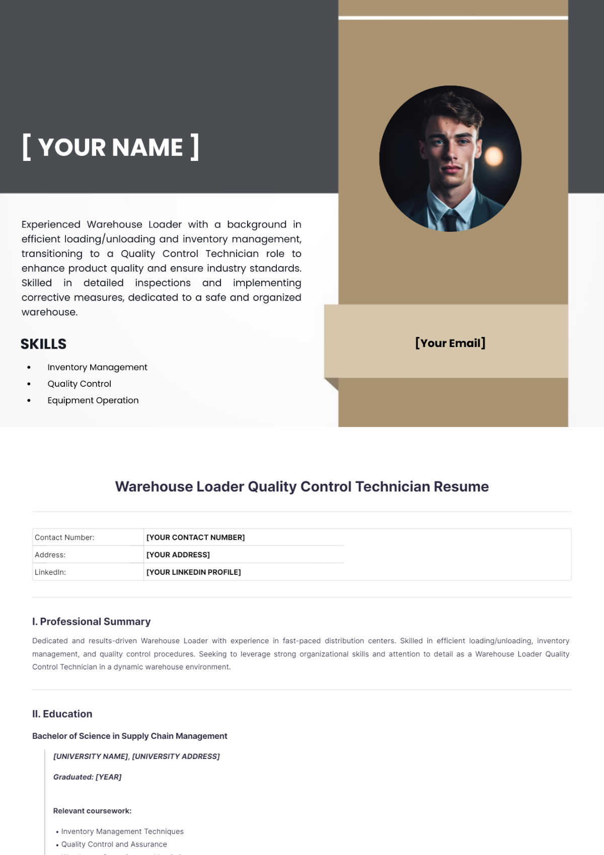 Warehouse Loader Quality Control Technician Resume - Edit Online & Download