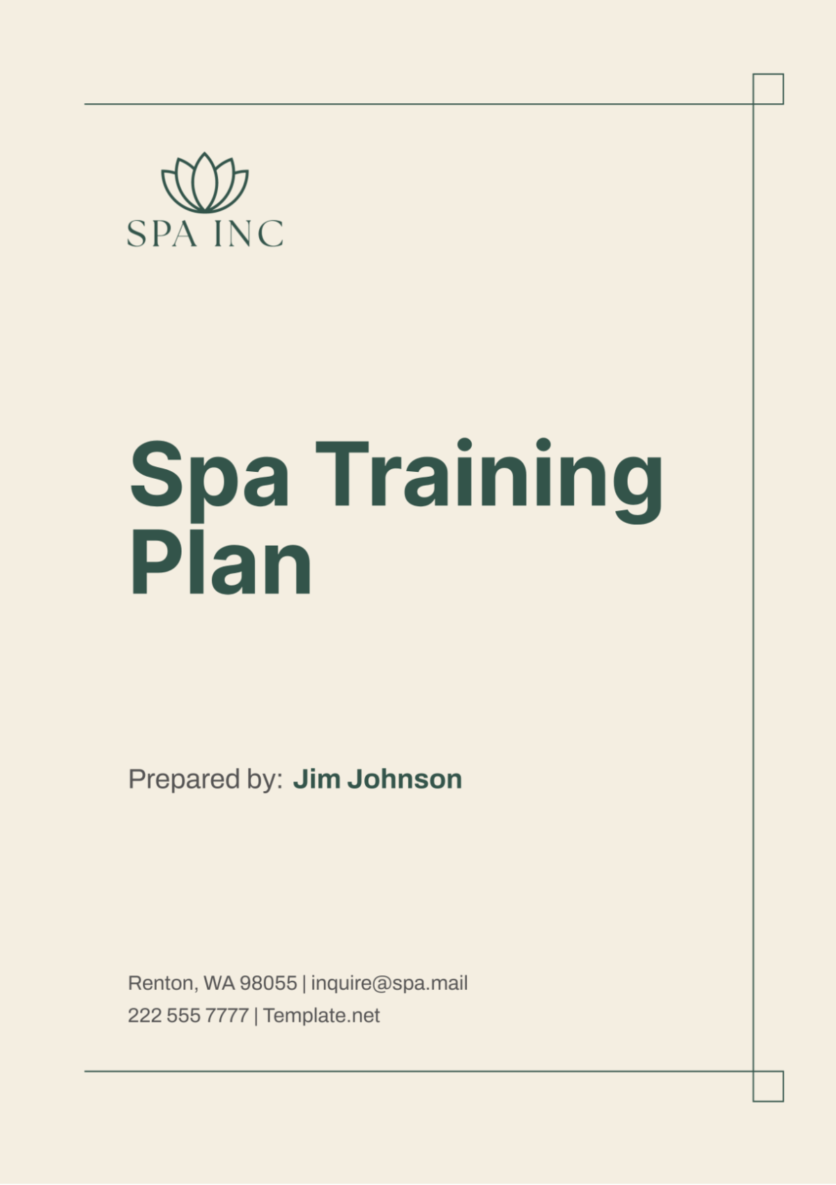 Spa Training Plan Template - Edit Online & Download