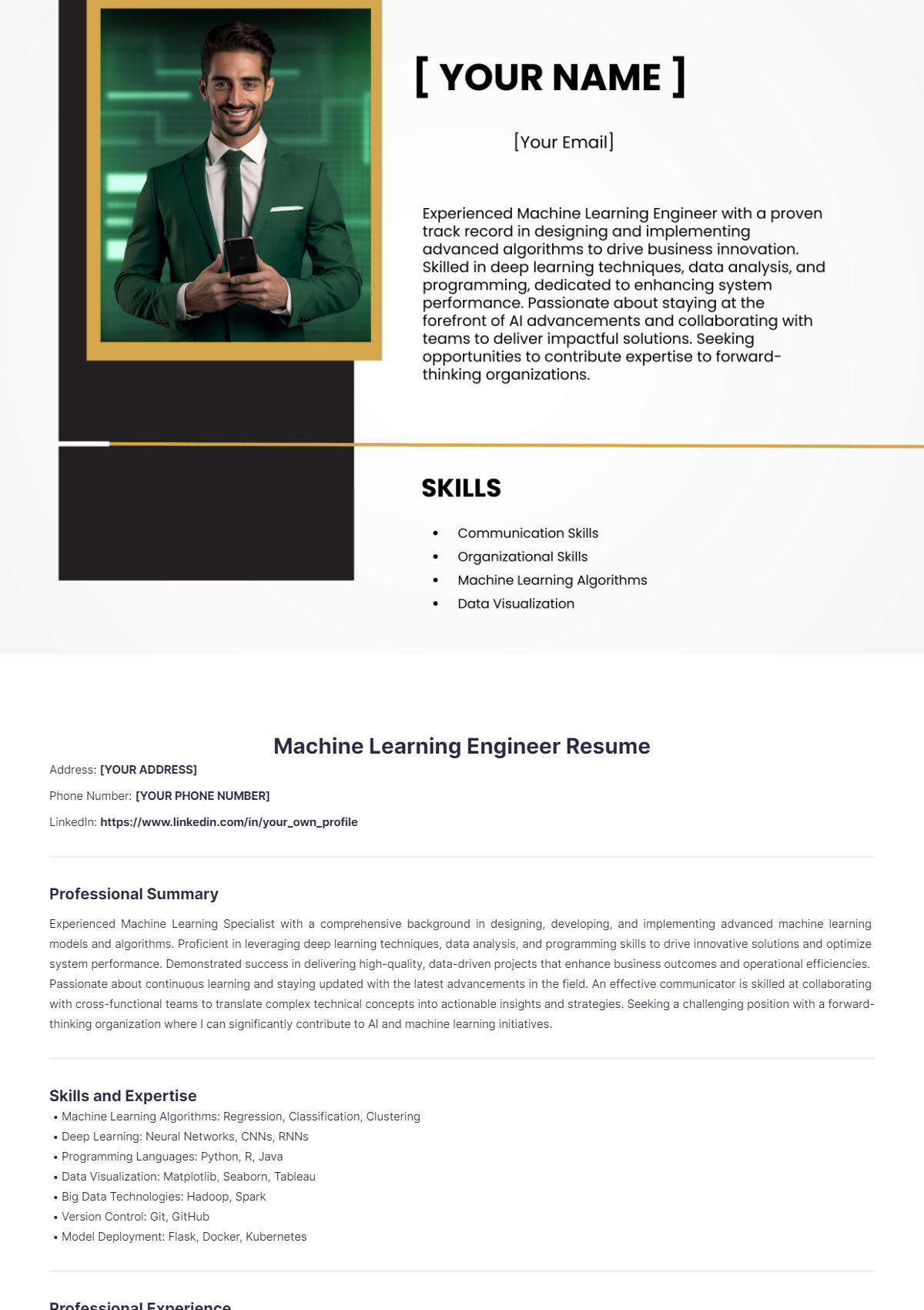 Machine Learning Engineer Resume - Edit Online & Download