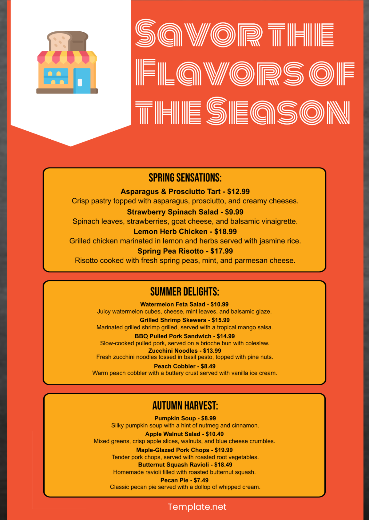 Restaurant Seasonal Menu Template - Edit Online & Download