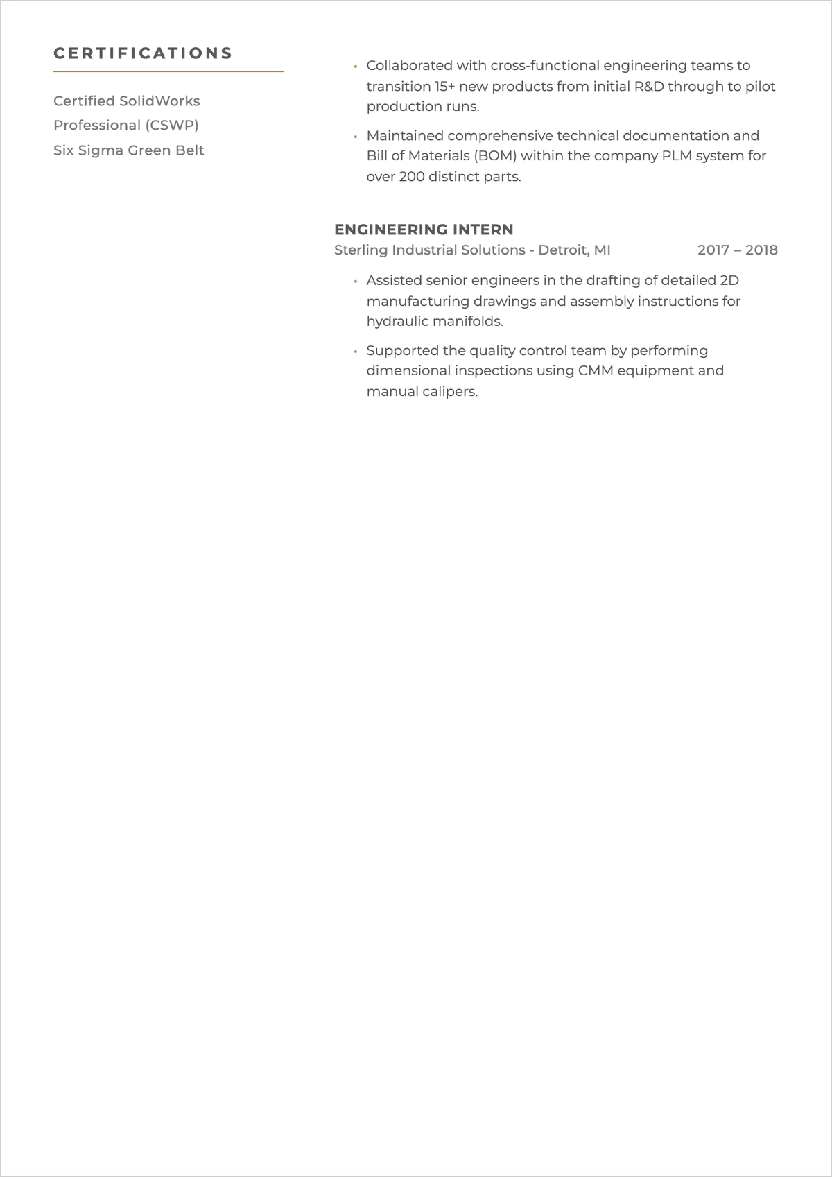 Free Design Engineer Skills Based ATS Resume Template