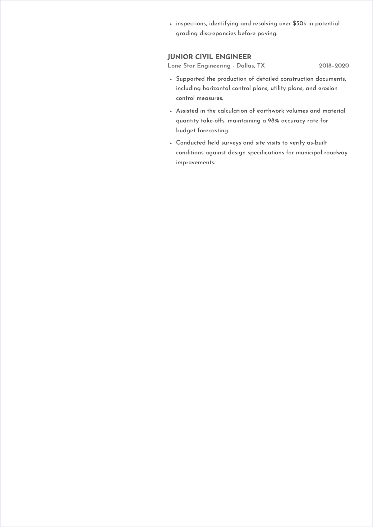 Free Civil Engineer ATS Resume Template, AI Resume Builder