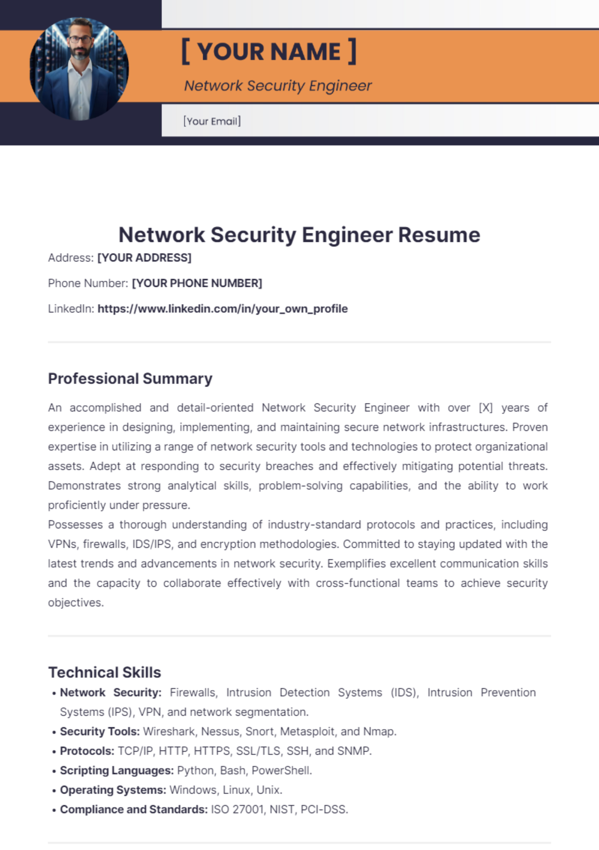 Network Security Engineer Resume - Edit Online & Download