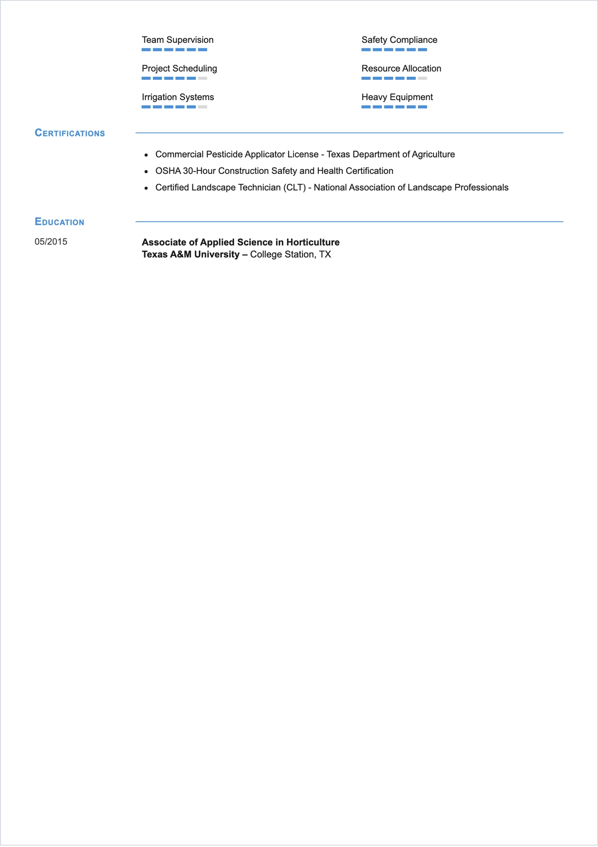 Free Crew Leader Skills Based ATS Resume Template, AI Resume Builder