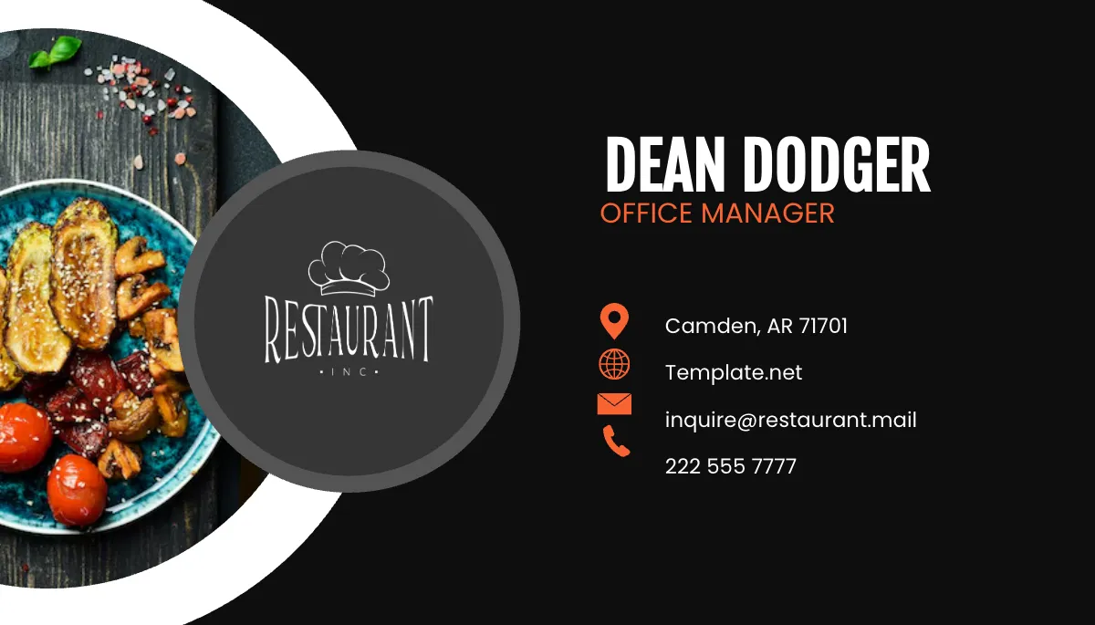 Free Restaurant Commercial Business Card Template to Edit Online