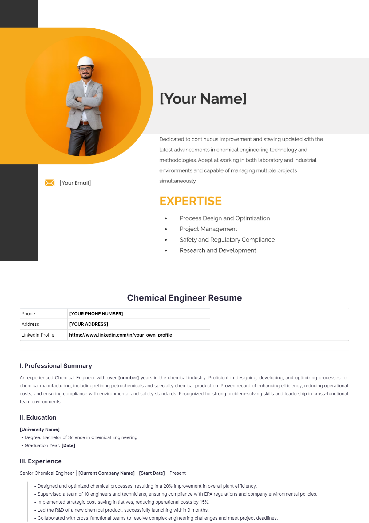 Chemical Engineer Resume - Download | Template.net