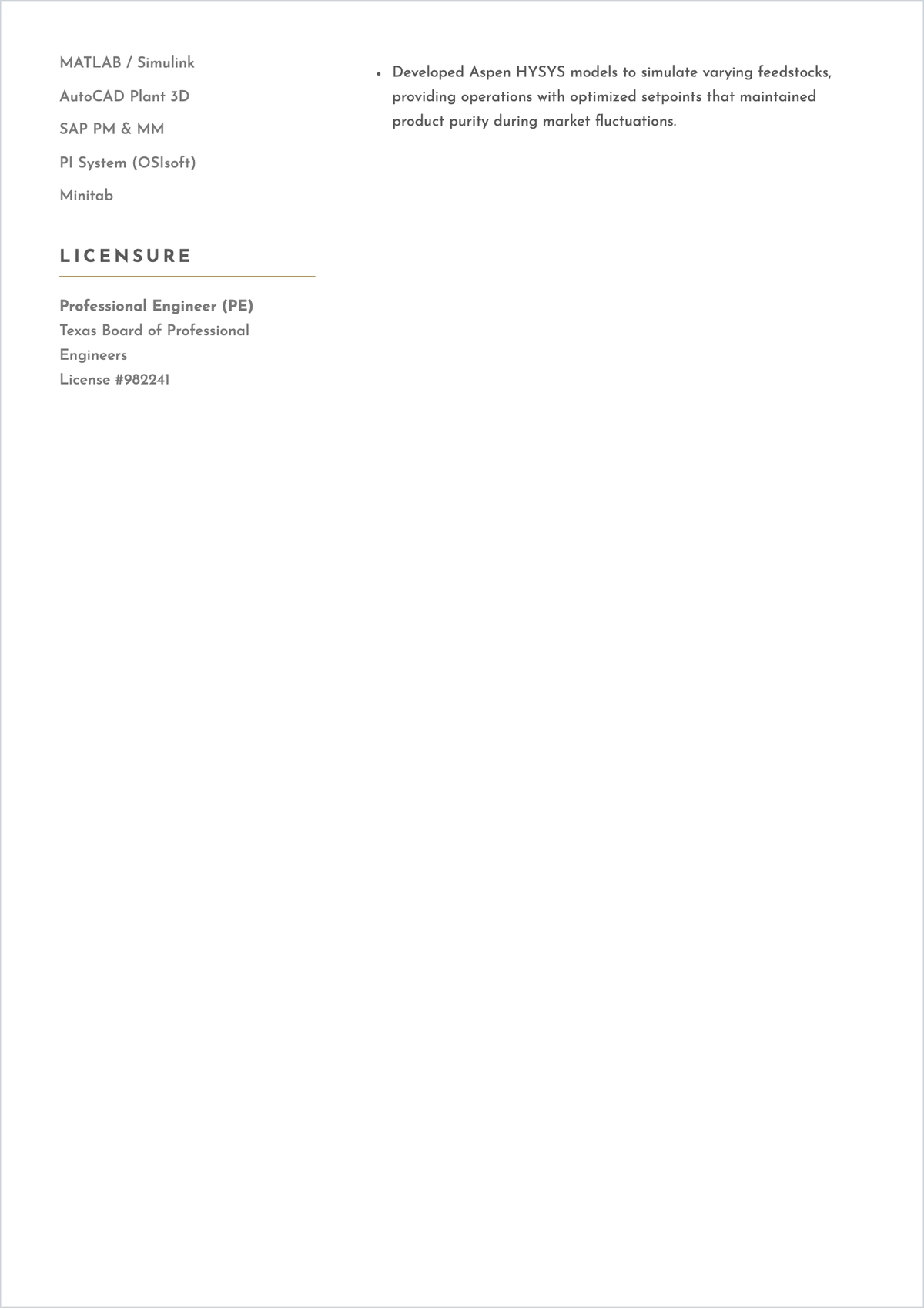Free Chemical Engineer ATS Resume Template, AI Resume Builder