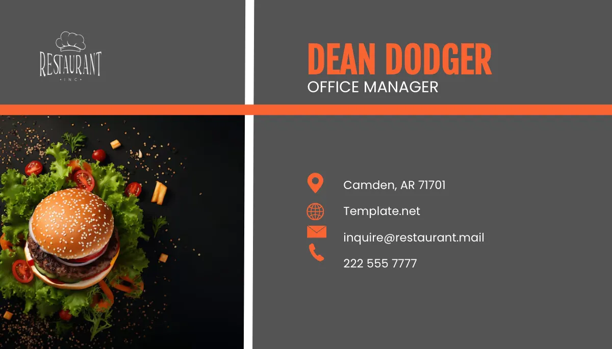 Free Restaurant Digital Business Card Template to Edit Online