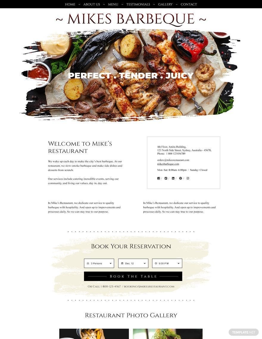 BBQ Restaurant Website Template