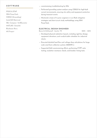 Free Electrical Engineer ATS Resume Template, AI Resume Builder