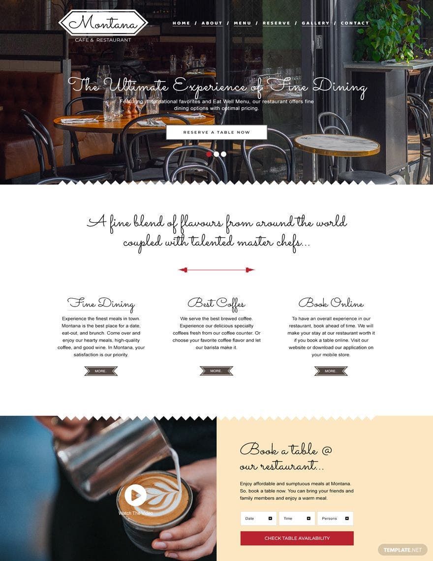 Cafe  Restaurant Website 