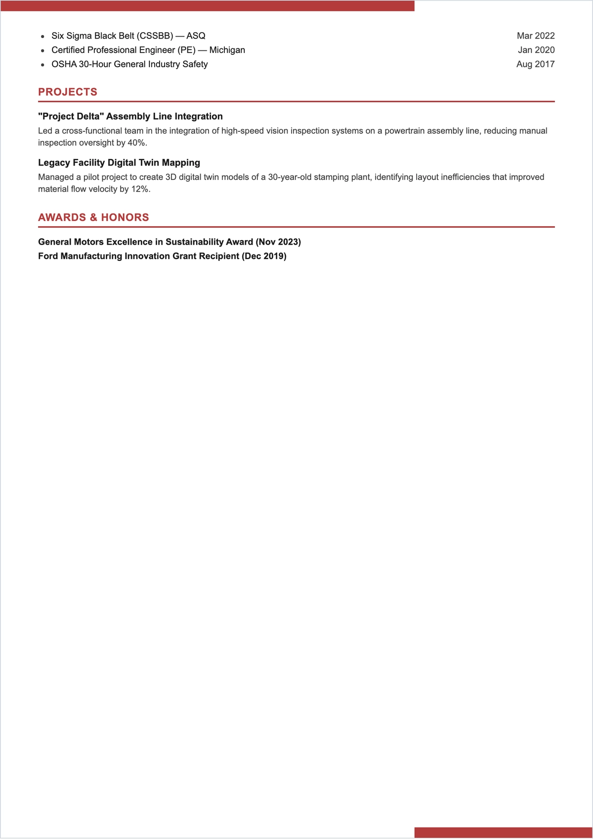 Free Production Engineer ATS Resume Template, AI Resume Builder