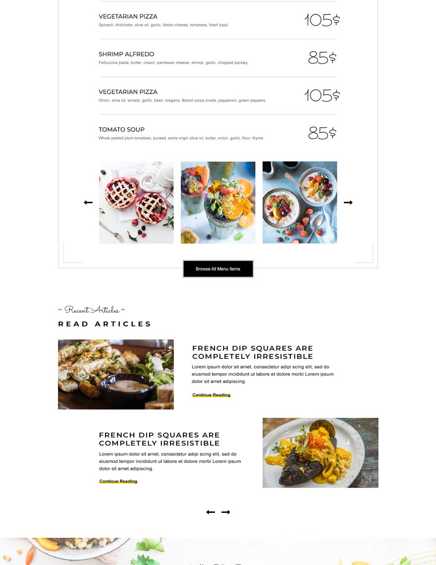 Creative Restaurant Website 