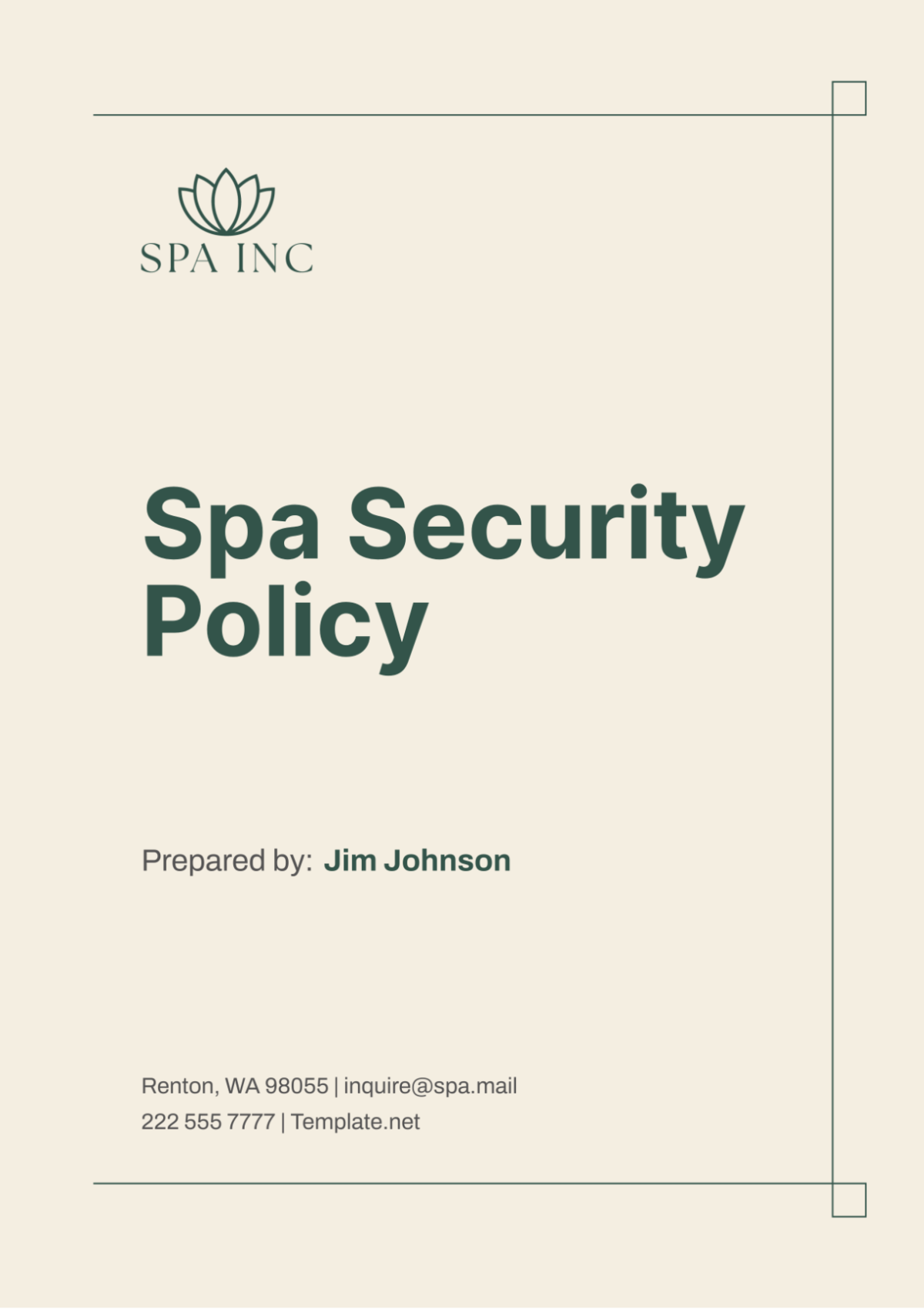 Free Spa Security Policy Template to Edit Online