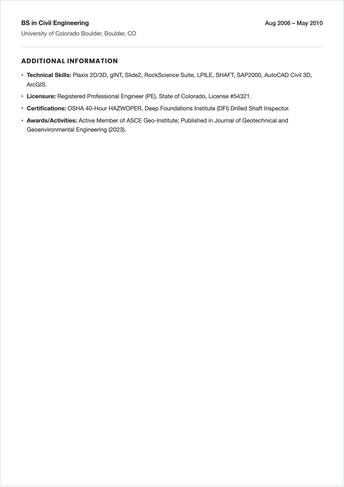 Free Geotechnical Engineer ATS Resume Template, AI Resume Builder