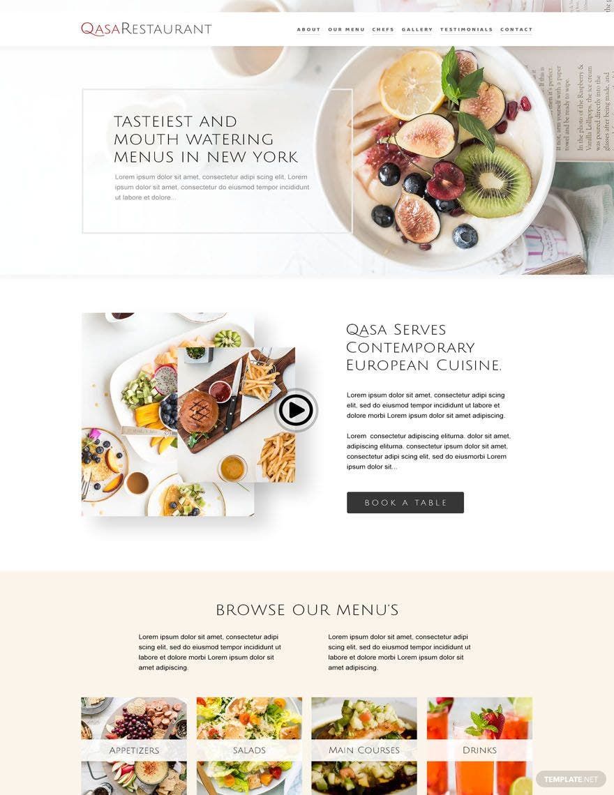 Free Responsive Restaurant Website Template in PSD, HTML5