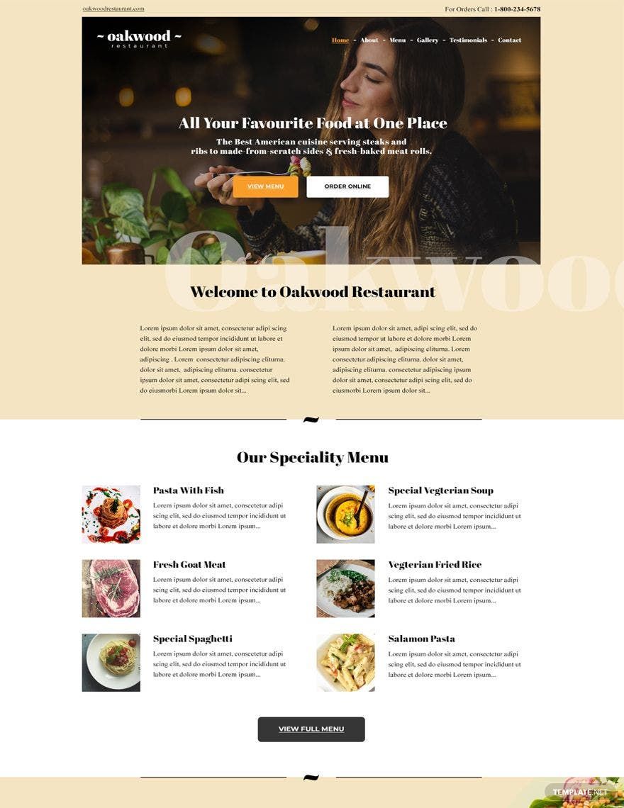 Free Restaurant Website Template
