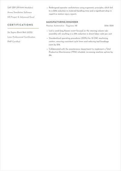 Free Industrial Engineer ATS Resume Template, AI Resume Builder