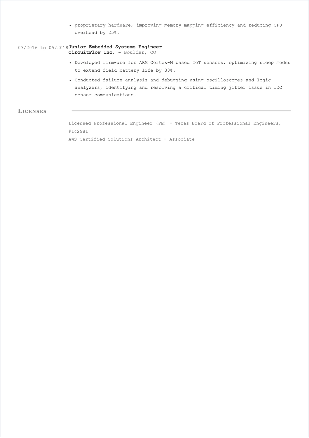 Free Computer Engineer ATS Resume Template, AI Resume Builder