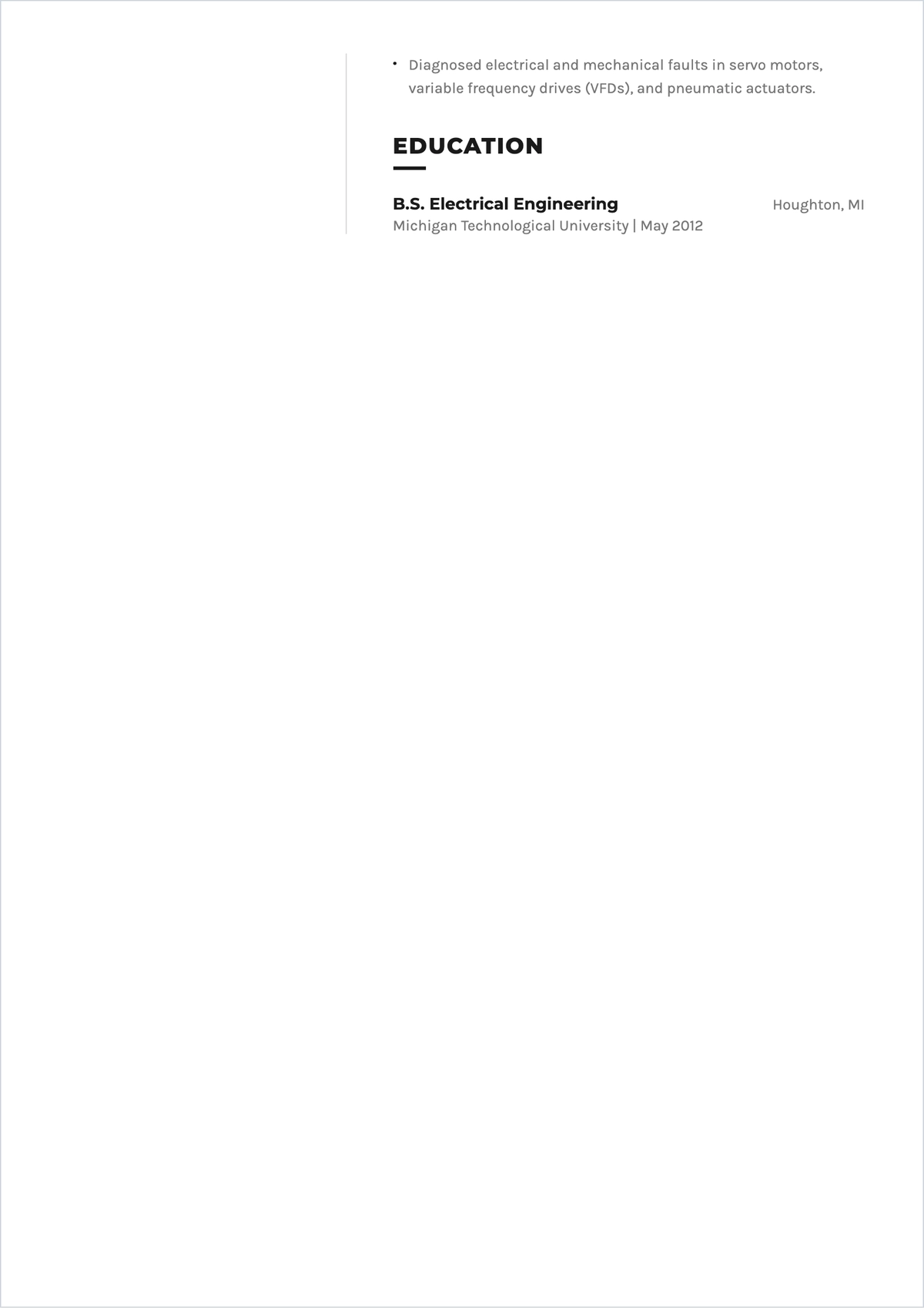 Free Field Service Engineer ATS Resume Template, AI Resume Builder
