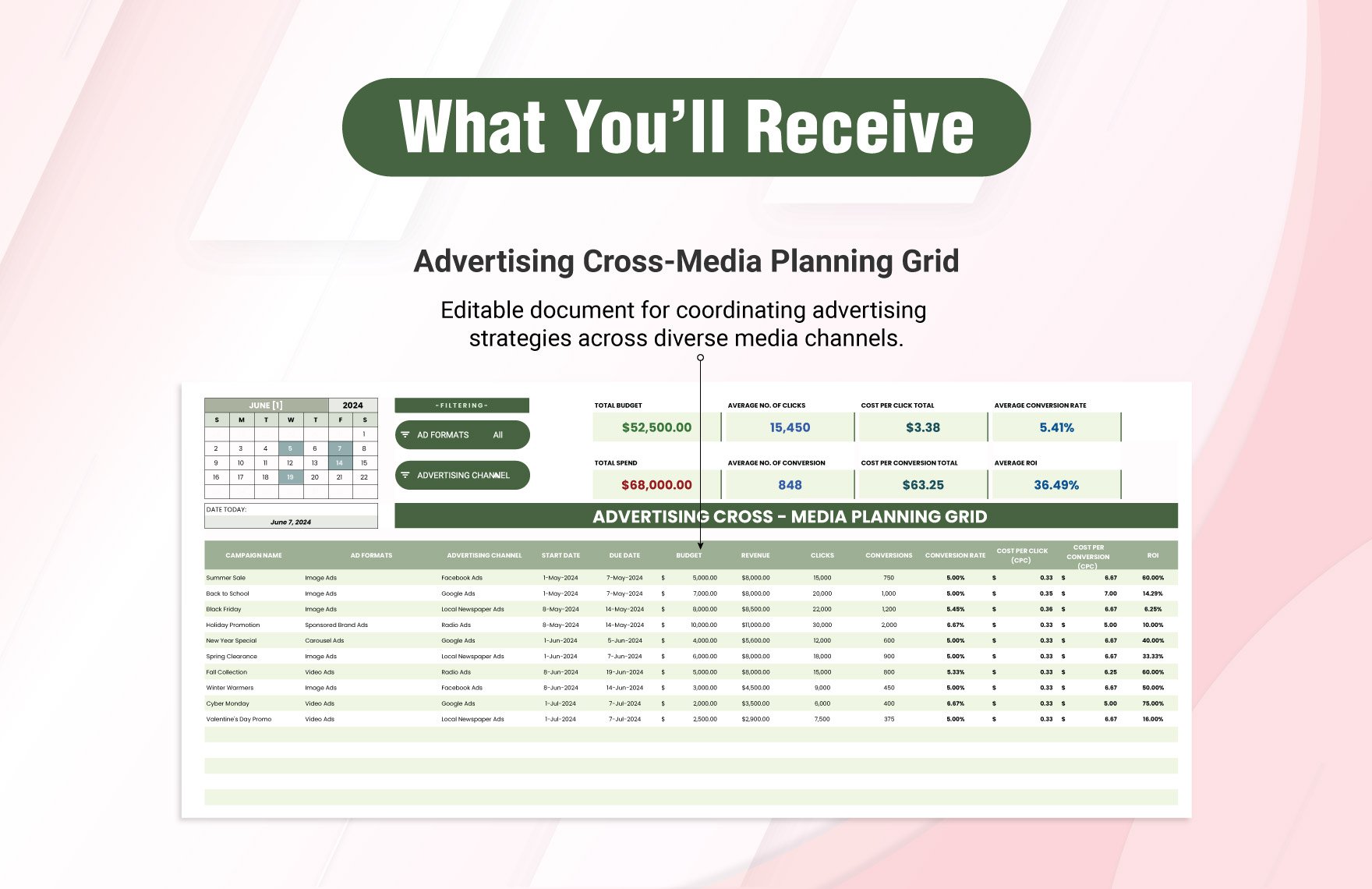Advertising Cross-Media Planning Grid Template